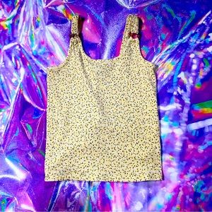 Floral print crop tank top with tortoiseshell strap